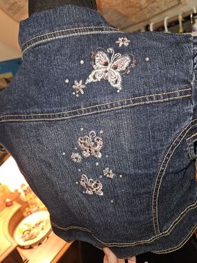 Women's Embroidered Butterfly Denim Jacket